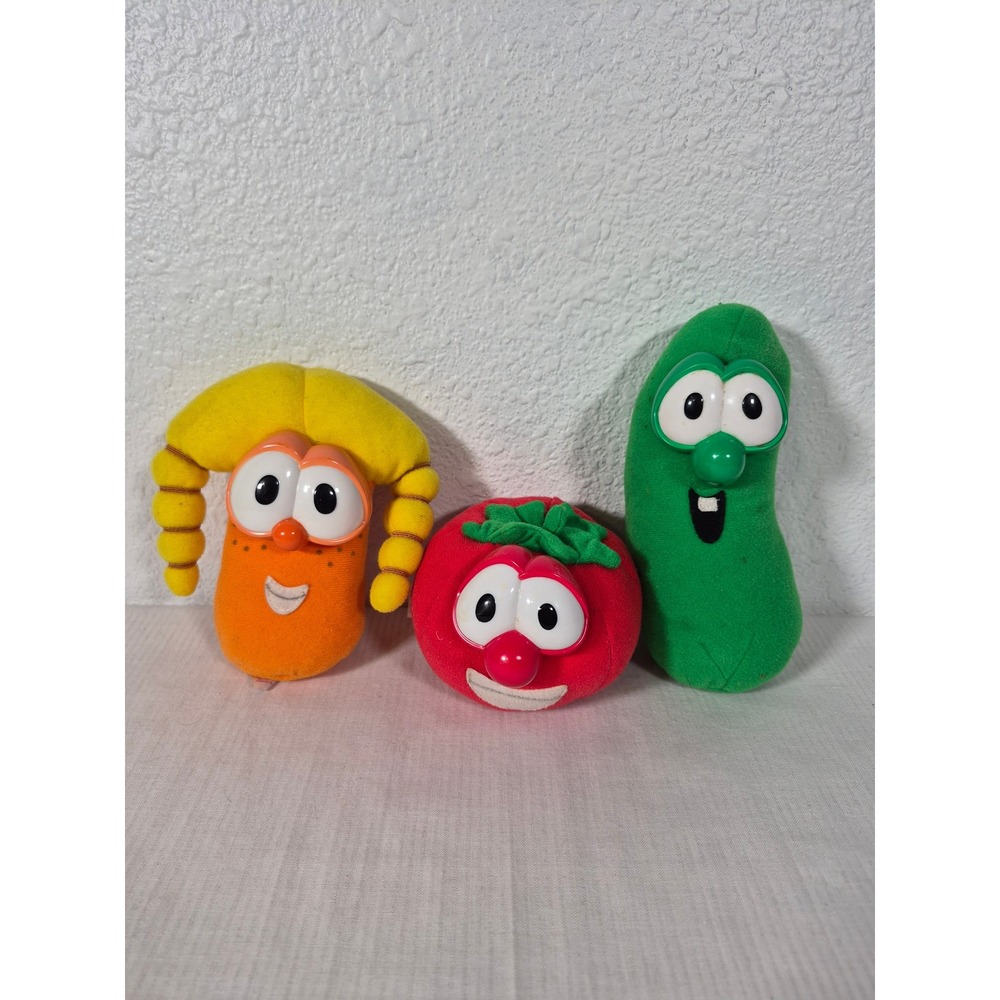 1999 Fisher Price VeggieTales Plush Set of 3 Bob Larry Laura Bean Bag Toys